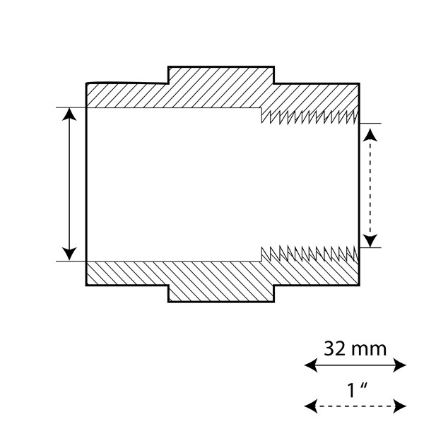 PVC-U Verschraubung 32mm X 1 Zoll IG 1 Klebemuffe 1 IG, DIN 8063/DIN2999,  PN10, Teichbau, Leitungsbau