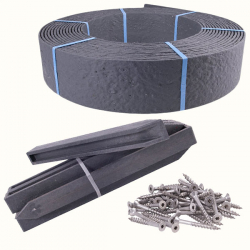 Teichrandsystem, 25 Meter inkl. 20 Pfähle (38cm), 50 Schrauben und Torx Einsatz