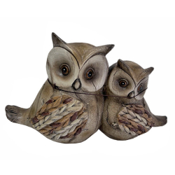Deko Eule mit Baby, verziert 28.5 x 12.2 x 18.6cm