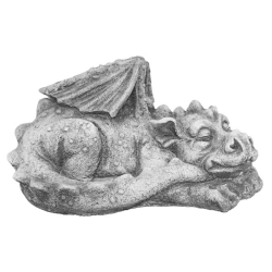 Stein Deko Drache schlafend 17cm Formbeton bearbeitet - winterfest