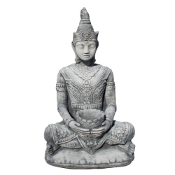 Stein Deko Buddha sitzend 80cm Formbeton bearbeitet - winterfest