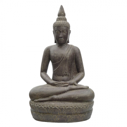 Buddha-Figur, sitzend im Thai-Stil, 125 cm Steinguss, hohl