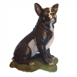 Betongussfiguren Bulldogge schwarz-weiss, 46cm handbemalt, witterungsbeständig