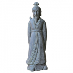 Stein Deko stehender Samurai 125cm LxBxH 38 x 45 x 125cm