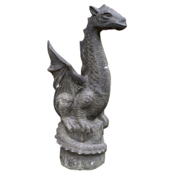 Stein Deko sitzender Drache 75cm LxBxH 25 x 40 x 75cm